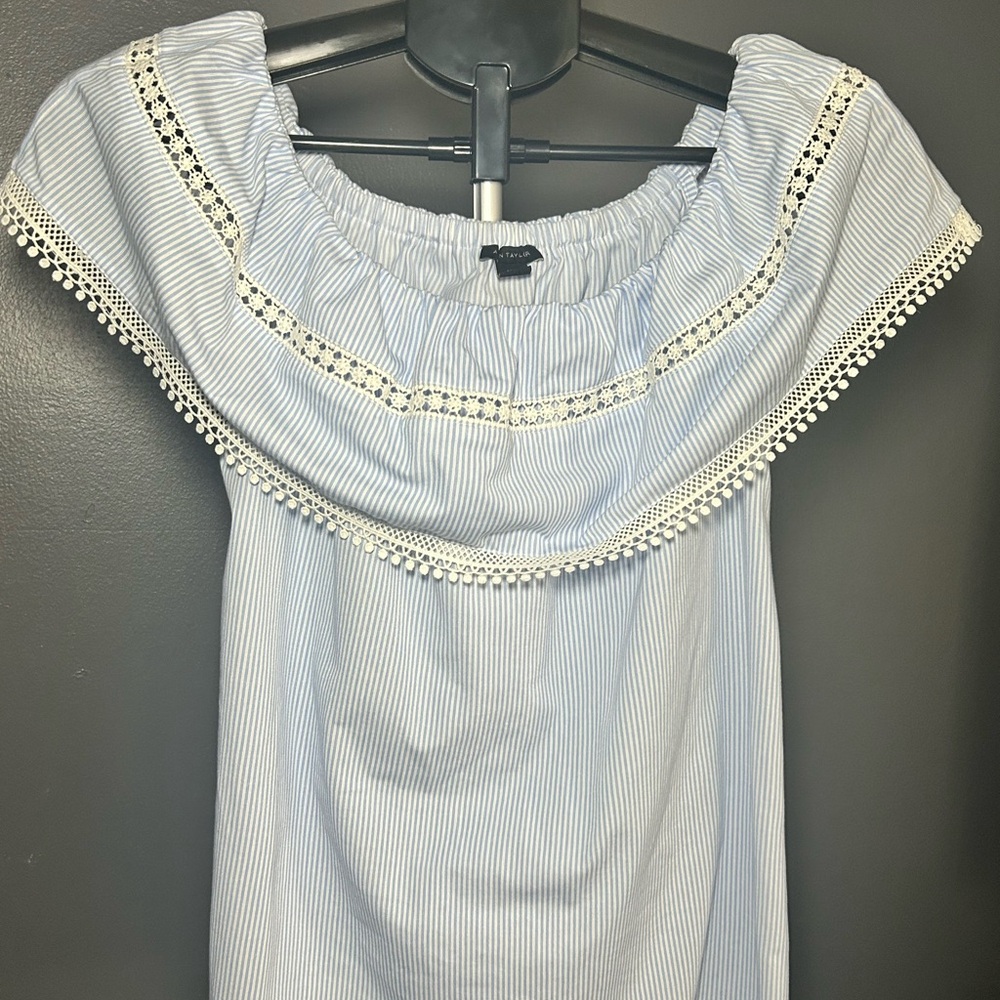 Ann Taylor Women’s Light Blue Striped Shirt